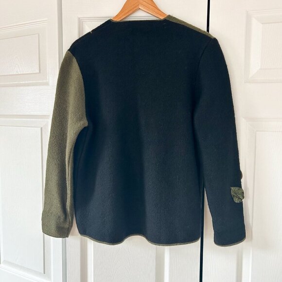 South Wool 100% Wool Leaf Appliqué Asymmetrical Jacket Cardigan Size Small - Picture 4 of 5